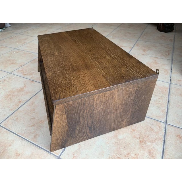 1970s Spanish Wall Shelf in Massive Oak with a Pull-Out Shelf, 1970s For Sale - Image 5 of 18