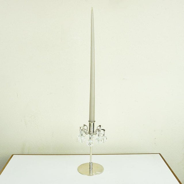 Metal Mid-Century Austrian Crystal Glass and Silver Candleholder by J.L. Lobmeyr, 1980s For Sale - Image 7 of 10