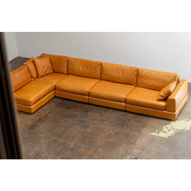 Vintage Corner Sofa in Natuzzi Cognac Leather, Italy, 2004, Set of 5 For Sale - Image 10 of 16