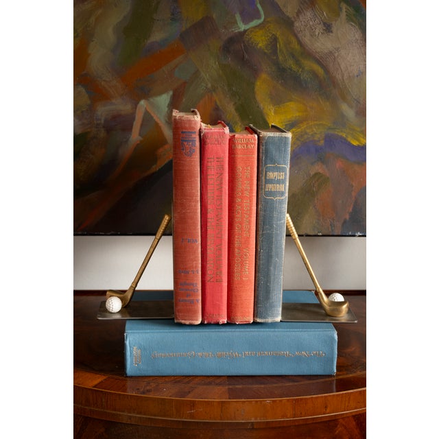 1980s Chrome & Brass Golf Club Book Ends For Sale - Image 11 of 14