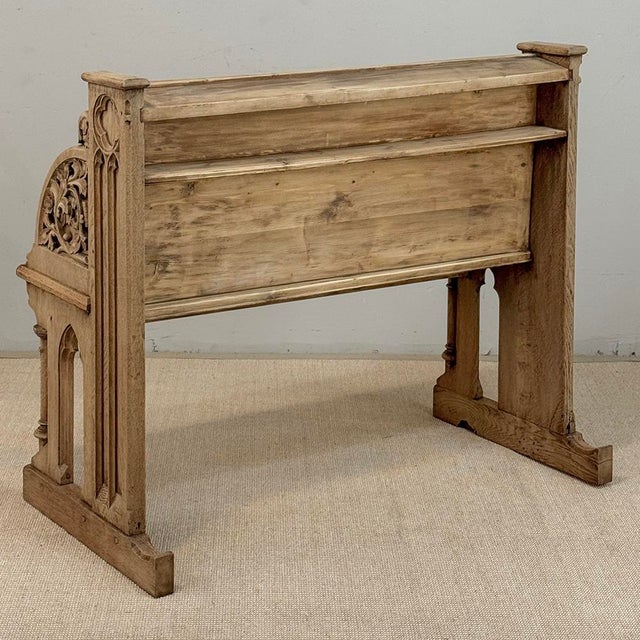 19th Century Gothic Revival Stripped Oak & Fruitwood Deacon’s Bench For Sale - Image 18 of 18