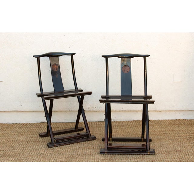 Pair of Antique Folding Campaign Chairs For Sale - Image 10 of 11