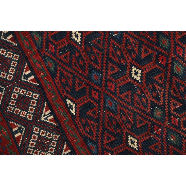 Vintage Mid-Century Soumak Red and Blue Wool Kilim Rug For Sale - Image 4 of 6