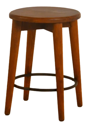 Patinated Oak Stool in the Style of Les Artisans De Marolles