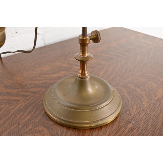 Brass Antique Tiffany Studios Style Brass Double Arm Student Lamp, Circa 1910 For Sale - Image 8 of 12