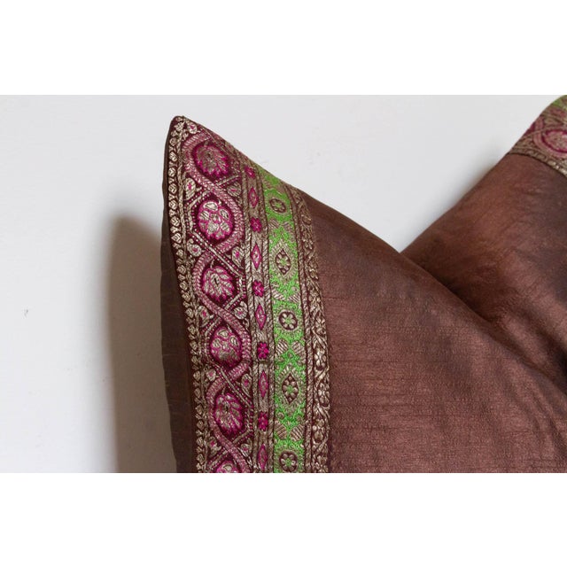 American Bronze Festive Silk Euro Pillow Cover For Sale - Image 4 of 6