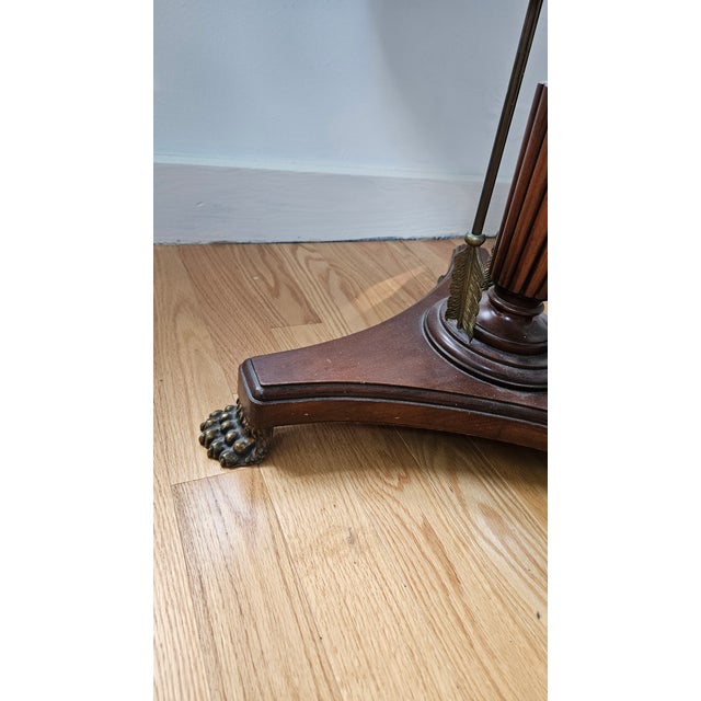 Early 20th Century Neoclassical Burl Wood Table With Metal Ornamentation For Sale In Boston - Image 6 of 12