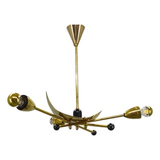 Italian Stilnovo Style Brass Sputnik Chandelier, 1970s For Sale