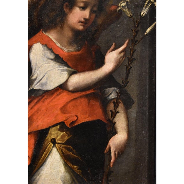 Tuscan School Artist, Angel of the Annunciation, 17th Century, Oil on Canvas For Sale - Image 4 of 15