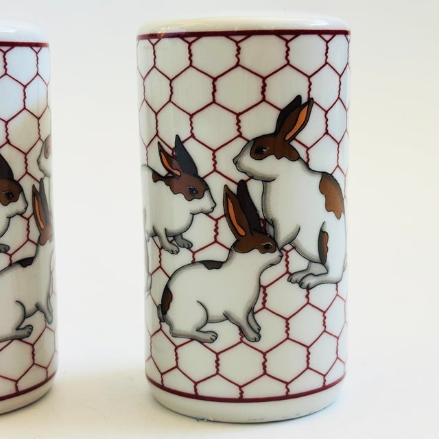 Vintage Ceramic Rabbit Salt and Pepper Shakers by Takahashi, Japan For Sale - Image 4 of 8