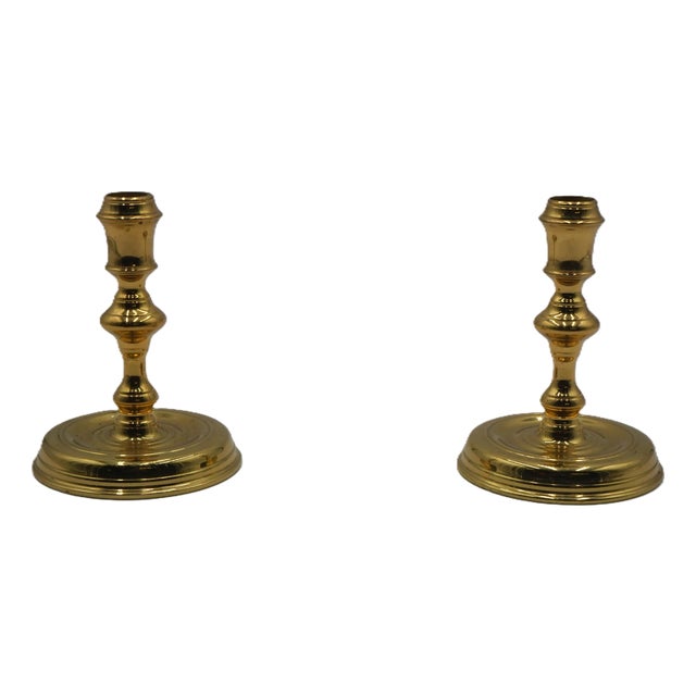 Pair of Virginia Metalcrafters Colonial Williamsburg Brass Candlesticks For Sale