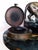 Austrian Art Deco Bronze Big Cat Double Inkwell Desk Set on Black Veined Marble For Sale - Image 4 of 7