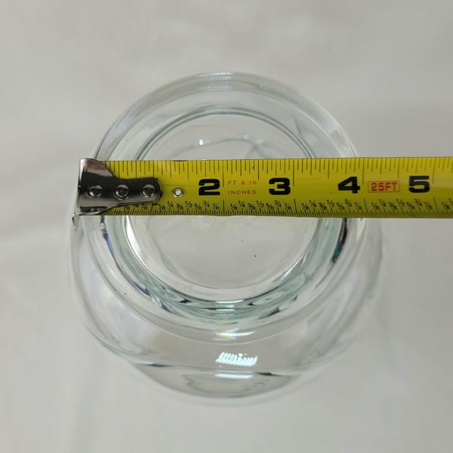 Transparent Hand Blown Seeded Glass Hurricane Vase Swirl Ribbon Detail Clear 9" For Sale - Image 8 of 11