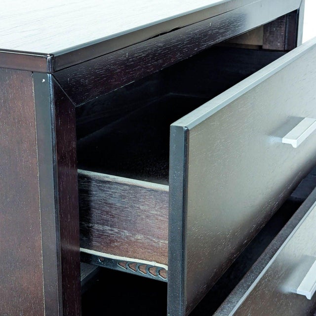 Wood Modern 5-Drawer Dark Wood Dresser With Sleek Metal Handles For Sale - Image 7 of 9