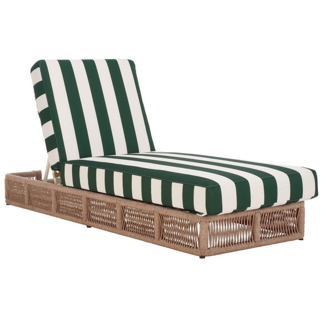 Spritely Home Gillian Chaise Lounge, Heather Tan/Hunter Green Stripe For Sale - Image 4 of 12