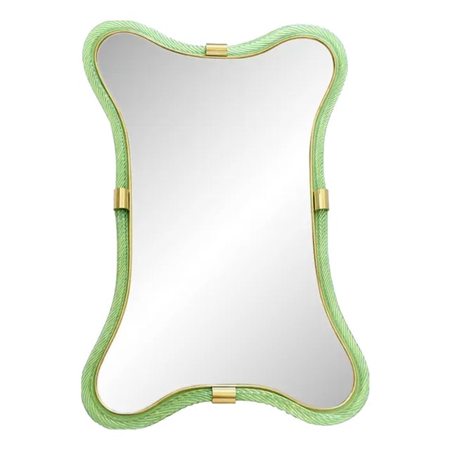 Italian Green Weathered Murano Glass Mirror by Simoeng for Simoeng For Sale