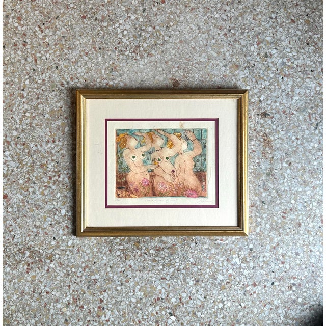 A Vintage Boho Original Abstract Mixed Media Drawing in Ink and Watercolor on Paper is an evocative and expressive piece,...