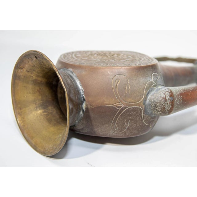Antique Middle Eastern Qajar Persian Copper Ewer 19th Century Antique For Sale - Image 9 of 12