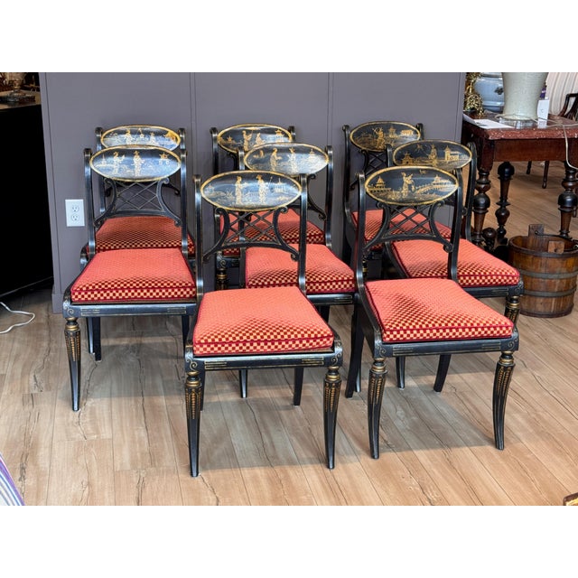 Set of Eight Regency Style Dining Chairs by John Rosselli & Assoc. For Sale - Image 6 of 16