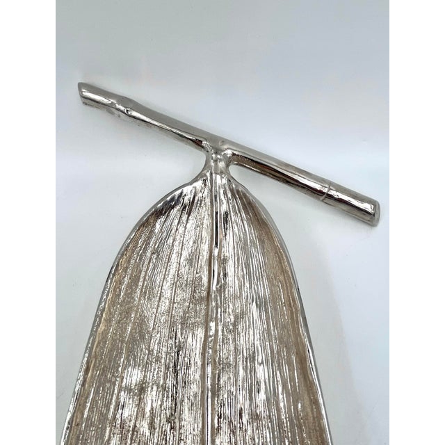 Contemporary Michael Aram Nickel-Plated Bamboo Leaf Tray For Sale - Image 3 of 12