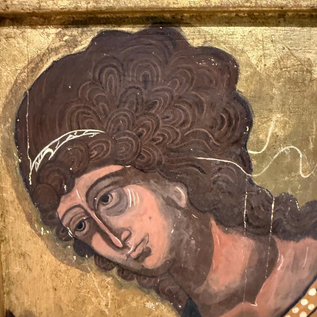 Gold Early 20th Century Art Byzantine Female Icon Gold Painting For Sale - Image 8 of 10