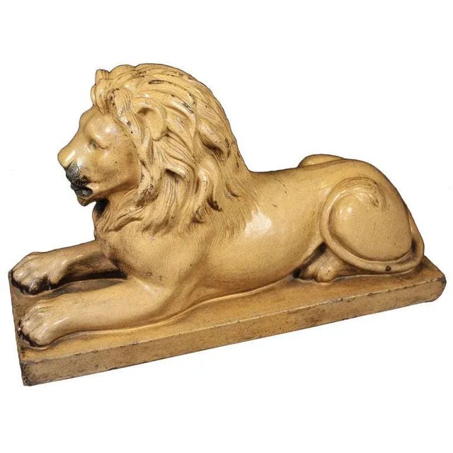Large English Recumbent Lion of Glazed Stoneware For Sale - Image 10 of 10