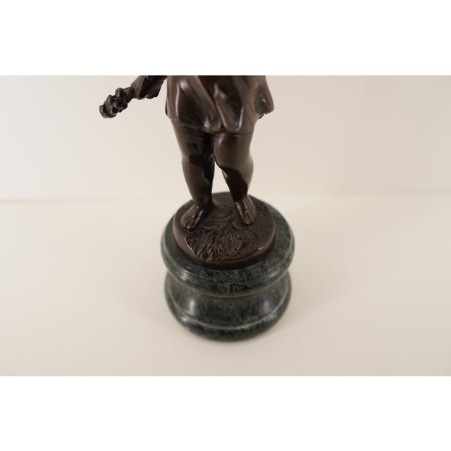 Vintage Bronze Neoclassical Figurine on Green Marble Base For Sale - Image 9 of 15