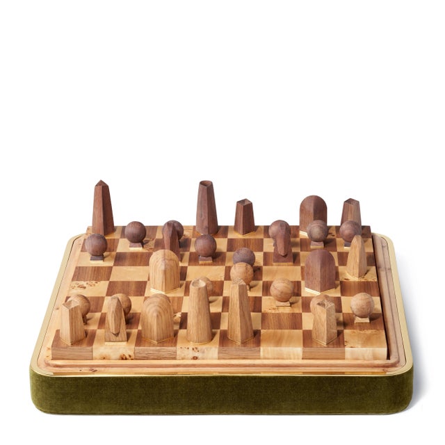 AERIN AERIN Velvet Chess Set, Moss For Sale - Image 4 of 4