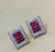 Estate 3 Ct Ruby & 3 Ct Diamonds Square Post Earrings 18 Karat Yellow Gold 13.5G For Sale - Image 4 of 18