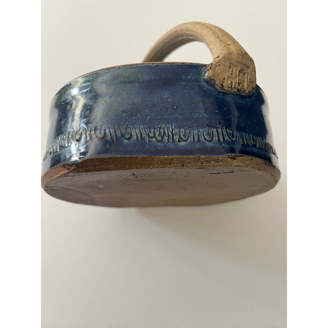 Blue Vintage Handmade Blue Ceramic Decorative Basket or Serving Dish For Sale - Image 8 of 8