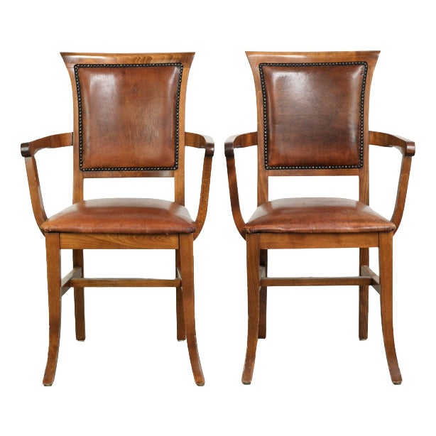 Sheepskin Dining Chairs in Warm Cognac Color, Set of 2 For Sale