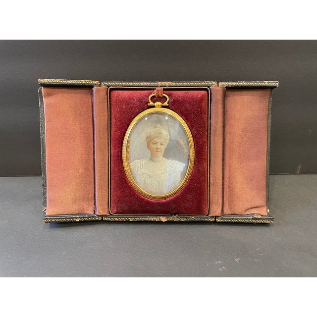 Fausta Guastalla portrait miniature of a lady painted in Rome . Encased in a gold plated metal oval case, with its...