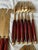 Mid 20th Century Brass & Rosewood Flatware Set for 6 Knives Forks Spoons 24 PCS Silverware For Sale - Image 6 of 12