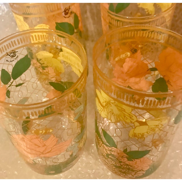 1940s 1940 “Anchor Hocking” Depression Amber Glass Pitcher & 8 Fitz Glasses. For Sale - Image 5 of 6