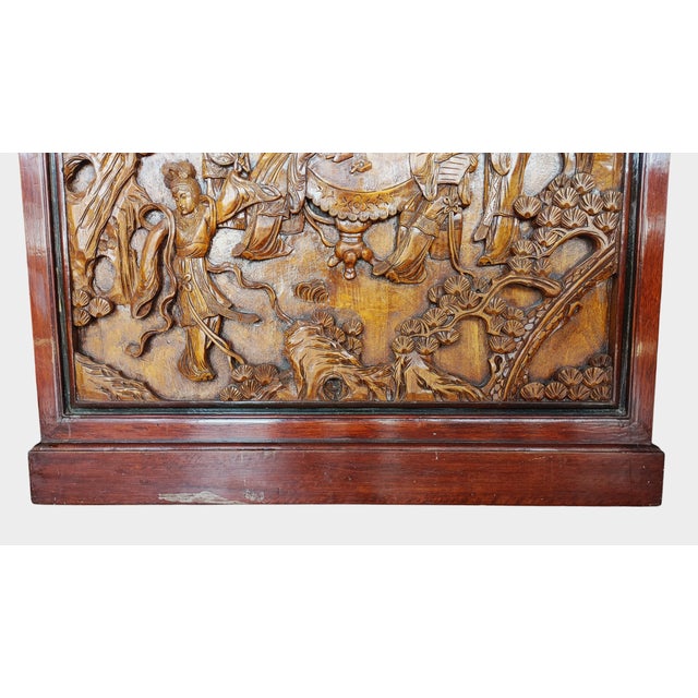 Asian Chinese Hand Carved Dry Bar Folding Flip Top 20th Century For Sale - Image 13 of 16
