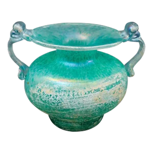 Murano Italy Vintage Mid Century Iridescent Scavo Amphora Art Glass Vase