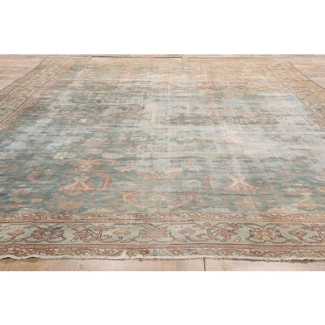 Verdigris Late 19th Century Antique Persian Malayer Rug - 10’06 X 13’06 For Sale - Image 8 of 9