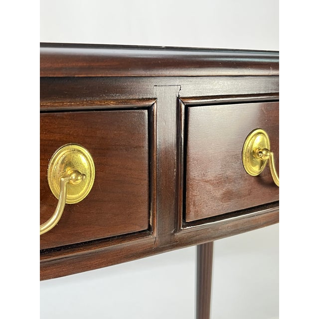 Brown Vintage Harden Furniture "Circa 1991" Collector's Edition Cherry Bowfront Console / Writing Desk For Sale - Image 8 of 16