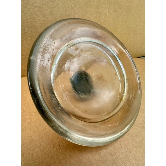 Metal Antique French Heavy Hand Blown Glass Bronze Lidded Inkwell For Sale - Image 7 of 7