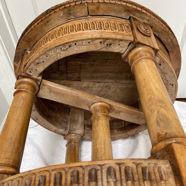 Vintage Carved Wood Circular Side Table For Sale - Image 12 of 13