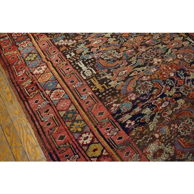 Appreciable Red Ruby Color Wiht Detail Rosette Geometric Pattern Antique Persian Kurdish Rug For Sale - Image 4 of 9