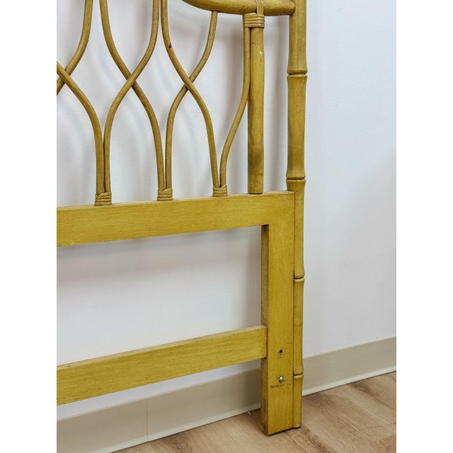 Mid 20th Century Coastal, Yellow Faux Bamboo, Hollywood Regency, Twin Headboard, Woven Details For Sale - Image 10 of 10