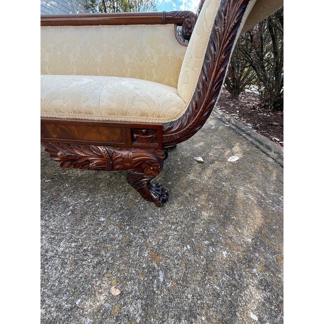 American Empire Carved Wood Frame Sofa For Sale In Nashville - Image 6 of 10