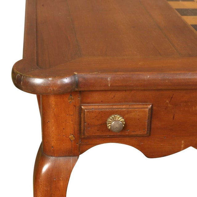 French Provincial Games Table With Chessboard Top and Two Drawers For Sale - Image 4 of 4