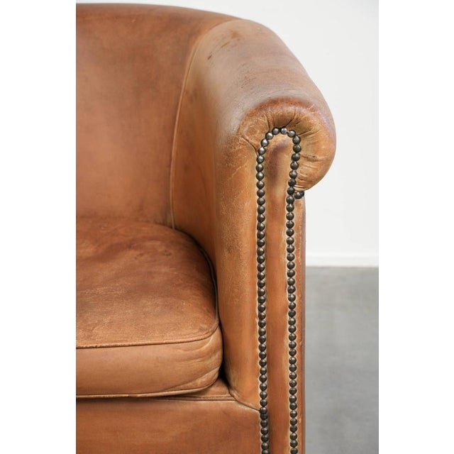 Vintage Sheepskin Club Armchair For Sale - Image 14 of 15
