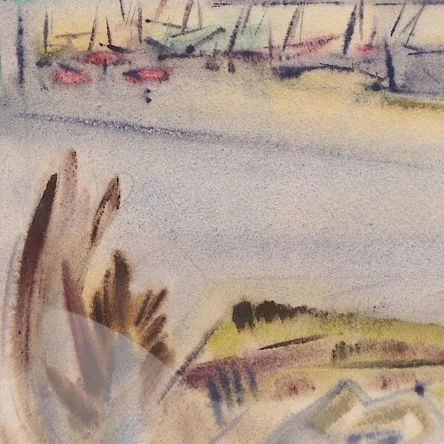 Abstract Original Vintage Signed & Dated Yngve H. Olsen Landscape Watercolor Painting For Sale - Image 3 of 9