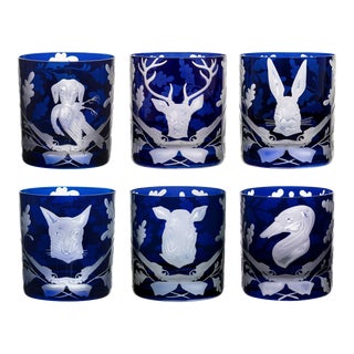 ARTEL Forest Folly Collection Double Old Fashioned Glasses in Ink, Set of 6 For Sale