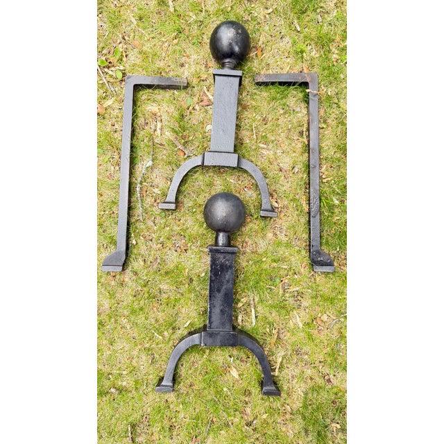 Bradley Hubbard Bradley & Hubbard Mfg. Cannonball Andirons For Sale - Image 4 of 7