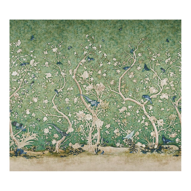 Sample - Schumacher X Mary McDonald Les Oiseaux Panel Set in Jade For Sale