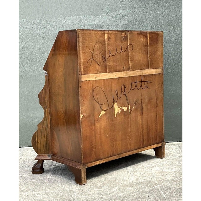 Vintage Rococo Burled Wood Secretaire For Sale - Image 4 of 12